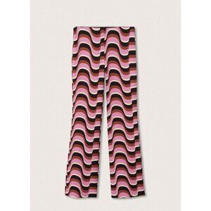 Mango Mng Straight Leg Trousers Pants Purple Psychedelic Print Stretch Small